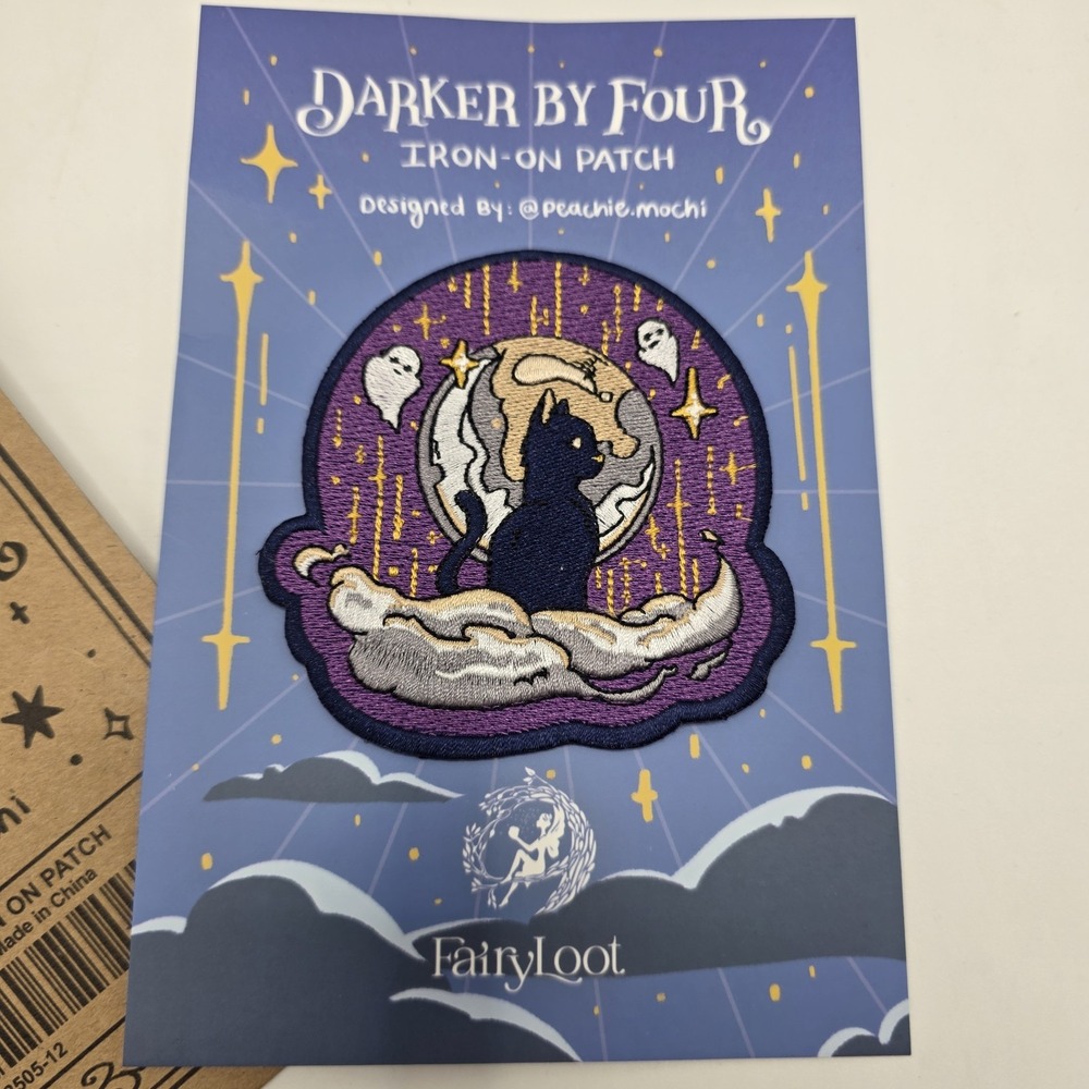 FairyLoot Darker By Four Black Cat Moon Patch Witchy‎ Celestial Iron-On
